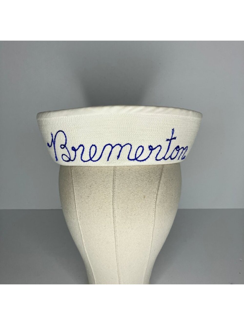 Vintage Kids Boys Sailor Hat Cream White Bremerton Embroidered Size 6 3/4